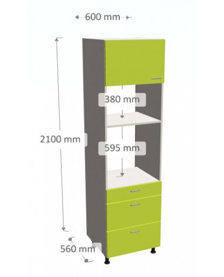 DOLNY SŁUPEK DO ZABUDOWY PIEKARNIKA I MIKROFALÓWKI Z TRZEMA SZUFLADAMI I FRONTEM